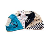 Lovjoy Bandana Dribble Bibs - Super Absorbent & Soft for Teething Babies - Adjustable Snaps - Fits Newborn to 3 years - 5 Pack (Little Sailor)