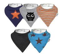 Lovjoy Bandana Dribble Bibs - Super Absorbent & Soft for Teething Babies - Adjustable Snaps - Fits Newborn to 3 years - 5 Pack (Urban Star)