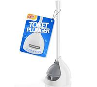 LOVLOY PL202 Toilet Plunger, Heavy Duty Rubber, White, Comfortable Handle, Drip-free Holder, Half Hidden Design