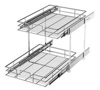 LOVMOR 2 Tier Basket-Father Individual Pull Organizer 14" W x 21" D, Kitchen Cabinet Storage Sliding Shelves, Metal
