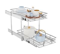 LOVMOR Cabinet Organizer, Metal, Silver, 11" W x 18" D