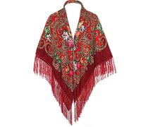 LOVNBHELP Russian Style Muffler Scarves Women's Traditional Scarf Wrap Tassel Shawl Fringes Neck Head Shawl, 04 Wine Red, W 51.2"X L 51.2"