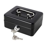 Lovndi Small Cash Box with Money Tray and Lock, Lovndi Metal Money Box for Cash, Lockbox XXsmall, Black