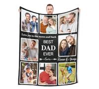 Lovpippi Personalised Gifts for Dad, Christmas & Birthday Gifts for Stepdad, Grandpa, Custom Throw Blanket with Photos, Collage Pictures to My Dad from Daughter, Son, Wife