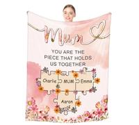 Lovpippi Personalised Gifts for Mum, Custom Throw Blanket with Name, Mothers day, Birthday gift, You Are the Piece That Holds Us Together