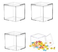 LOVPLAY Acrylic box with Lid Clear 4 Pack Small Clear Acrylic Square Cube Plastic Storage Box 1.77x1.77x1.77Inch/45X45X45mm for Birthday Party Favor Candy Pill and Tiny Jewelry