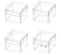 LOVPLAY Small Clear Box Acrylic Boxes with Lids Plastic Square Cube 4 Pieces Small Storage Containers for Candy Pill and Tiny Jewelry