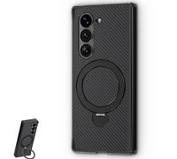 Lovreko Carbon Fiber Magnetic Rotating Four-Corner Anti-Fall Case, Lovreko Phone Case for Samsung Z Fold, 360 Rotate Kickstand Bracket (zflip3,Black)