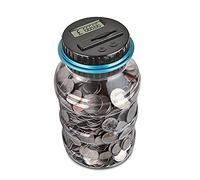 LOVSE SAME QUALITY LOWER PRICE Digital Coin Bank,Big Piggy Ban Automatic UK Coin Counting Jar Money Box Saving Pot Container with LCD Display for Kids,Transparent,19.5x9x10.8cm