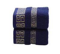 LOVSSU 2PCS Towel Set Geometric Jacquard Pattern Household Cotton Soft Hand Bath Absorbent Towels For Bathroom(Blue,70x140cm 2pcs)