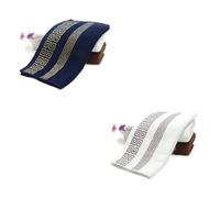 LOVSSU 2PCS Towel Set Geometric Jacquard Pattern Household Cotton Soft Hand Bath Absorbent Towels For Bathroom(Blue white,70x140cm 2pcs)