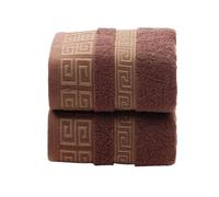 LOVSSU 2PCS Towel Set Geometric Jacquard Pattern Household Cotton Soft Hand Bath Absorbent Towels For Bathroom(Brown,70x140cm 2pcs)