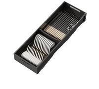 LOVSSU Dishes Separator Adjustable Flatware Cutlery Holder For Spoon Fork Knives Large Silverware Drawer Storage Utensils Oraganizer(41x15cm Black)