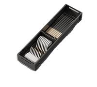 LOVSSU Dishes Separator Adjustable Flatware Cutlery Holder For Spoon Fork Knives Large Silverware Drawer Storage Utensils Oraganizer(46x15cm Black)