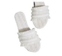 LOVSSU House Slippers Slides Hemp Front Toe Casual Shoes Straw Weaving(White,39)