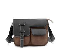 LOVSSU Men's Frosted Leather Single Shoulder Multi-pocket Business Small Bag Mail Casual Retro Messenger Bags(Brown)