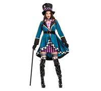 LOVSSU Musical Women's Clothing Clown Mad Hatter Costume For Adults Women Sexy Magician Halloween Carnival Magic Dress For Carnival, Halloween, Party(XL)