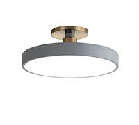 LOVTAL Macaron Round LED Ceiling Light, Modern Wrought Iron Ceiling Lamps Semi Flush Mount Ceiling Lighting for Children's Room, Bedroom, Hallway,Grey+Warm White-30cm 18W