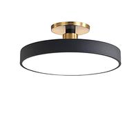 LOVTAL Macaron Round LED Ceiling Light, Modern Wrought Iron Ceiling Lamps Semi Flush Mount Ceiling Lighting for Children's Room, Bedroom, Hallway,Black+Stepless Dimming-40cm 28W