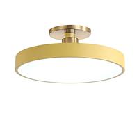 LOVTAL Macaron Round LED Ceiling Light, Modern Wrought Iron Ceiling Lamps Semi Flush Mount Ceiling Lighting for Children's Room, Bedroom, Hallway,Yellow+Neutral Light-30cm 18W