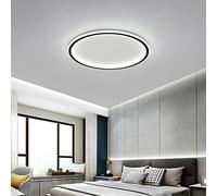LOVTAL Round LED Ceiling Light, Nordic Modern Ultra-Thin Circle Ceiling Lamp Surface Mount Metal Light Fixture for Living Room, Bedroom Lamp,Black+3 Colour Light-30cm 36W