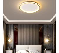 LOVTAL Round LED Ceiling Light, Nordic Modern Ultra-Thin Circle Ceiling Lamp Surface Mount Metal Light Fixture for Living Room, Bedroom Lamp,Gold+Stepless Dimming-30cm 36W