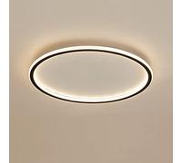 LOVTAL Round LED Ceiling Light, Nordic Modern Ultra-Thin Circle Ceiling Lamp Surface Mount Metal Light Fixture for Living Room, Bedroom Lamp,Black+Natural White-50cm 61W