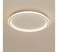 LOVTAL Round LED Ceiling Light, Nordic Modern Ultra-Thin Circle Ceiling Lamp Surface Mount Metal Light Fixture for Living Room, Bedroom Lamp,White+Natural White-30cm 36W