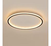 LOVTAL Round LED Ceiling Light, Nordic Modern Ultra-Thin Circle Ceiling Lamp Surface Mount Metal Light Fixture for Living Room, Bedroom Lamp,Black+Warm White-30cm 36W