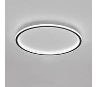 LOVTAL Round LED Ceiling Light, Nordic Modern Ultra-Thin Circle Ceiling Lamp Surface Mount Metal Light Fixture for Living Room, Bedroom Lamp,Black+Cool White-30cm 36W
