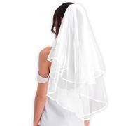 Lovunshou Bridal Veil Wedding Vails Women's Simple Short Wedding Veils with Comb for Brides Shower Bachelorette Hen do Night Party Chucky Costume Halloween Girls First Communion (Ivory)