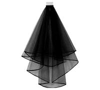 Lovunshou Bridal Veil Wedding Vails Women's Simple Short Wedding Veils with Comb for Brides Shower Bachelorette Hen do Night Party Chucky Costume Halloween Girls First Communion (Black)