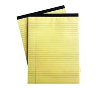 Lovvknd Legal Pads A4 Notepad, 2 Pack Yellow Note Pads for Work, Double-Side Printed Lined Paper A4 Wide Ruled Writing Note Pads 50 Sheets Per Notepad for School, Home, Office, Business