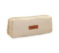 Lovvknd Pencil Case Large Capacity Canvas Pen Pouch Stationery Organiser, Durable & Water-Resistant Fabric Pen Box with Smooth Zipper for Office Storage Desk Organizing, Beige