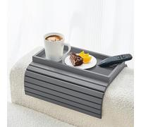 LOVYANXUE Bamboo Sofa Arm Tray, Anti Falling Couch Arm Tray Table, Foldable Couch Armrest Table, Portable Sofa Armrest Trays Cup Holder for Drink, Cups, Phone, Snacks, Remote
