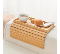 LOVYANXUE Bamboo Sofa Arm Tray, Anti Falling Couch Arm Tray Table, Foldable Couch Armrest Table, Portable Sofa Armrest Trays Cup Holder for Drink, Cups, Phone, Snacks, Remote
