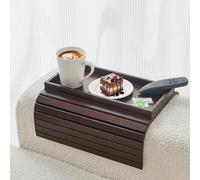 LOVYANXUE Bamboo Sofa Arm Tray, Anti Falling Couch Arm Tray Table, Foldable Couch Armrest Table, Portable Sofa Armrest Trays Cup Holder for Drink, Cups, Phone, Snacks, Remote