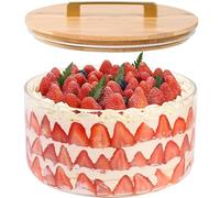 LOVYANXUE Large Salad Bowl, 10 inch Glass Trifle Bowl with Lid, 197 oz Versatile Mixing and Serving Bowl for Laying Ice Cream, Cake, Salad, Fruit, Baking, Dessert and Party DIY, Microwave Safe