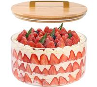 LOVYANXUE Large Salad Bowl, 9 inch Glass Trifle Bowl with Lid, 155 oz Versatile Mixing and Serving Bowl for Laying Ice Cream, Cake, Salad, Fruit, Baking, Dessert and Party DIY, Microwave Safe