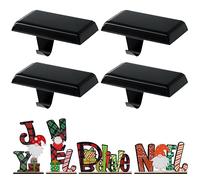 LOVYNO 8PCS Christmas Stocking Holders Set Include Black Metal Stocking Hangers DIY Wooden Ornaments Weighted Non-Slip Hanging Hooks for Christmas Fireplace Mantel Decoration