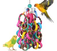 lovyoCoCo Conure Toys Bird Toys Bird Parrot Foraging Shredder 24 Pcs Colorful Bagel Chew Rings for Small Parrots Parakeets Conures Cockatiels Love Bird Cage Accessie