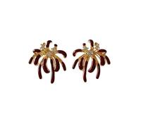 Low allergy fireworks shaped red shiny earrings party accessories
