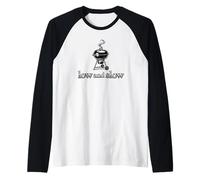Low and Slow Kettle Grill BBQ Smoker Pitmaster Dad Gift Raglan Baseball Tee