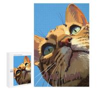 Low-Angle Cat Portrait with Text Adult Puzzle, 1000 PCS, Relaxing Jigsaw Activity, An Engaging Indoor Activity for Quiet Evenings, at Home