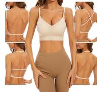 Low Back Bra for Women Backless Multiway Straps Convertible Halter Bras | Ladies Wirefree Seamless Bras Non Wired Bralette Soft Support Shapecurve Push Up Jelly Bra Summer Everyday Undergarment