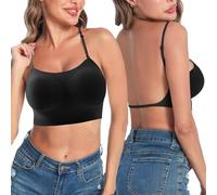 Low Back Bra for Women Bra Deep U Bra Multiway Plung e Bra Backless Push-Up Bra Women with Underwire Bra Removable Multiway Convertible Plung e Bustier Underwear Invisible Naked Back, Black (black-1