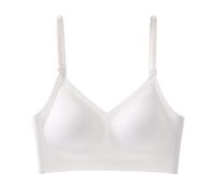 Low Back Bra for Women Wirefree Seamless Bra Backless Multiway Straps Convertible Halter Bra with Padded Removeable Womens Comfort Bras Womens Workout Sports Bra White