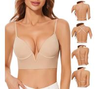 Low Back Bras Wirefree Deep V Plunge Multiway Convertible Spaghetti Strap Backless Bras for Women Convertible Bra Wire Lifting Bra Comfortable Gifts for Women Bra