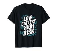 Low Battery High Risk Funny Drone Pilot Value Graphic T-Shirt, Men, Black, L
