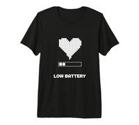 Low Battery Pixel Heart Funny Gamer Lazy Day Design Premium T-Shirt